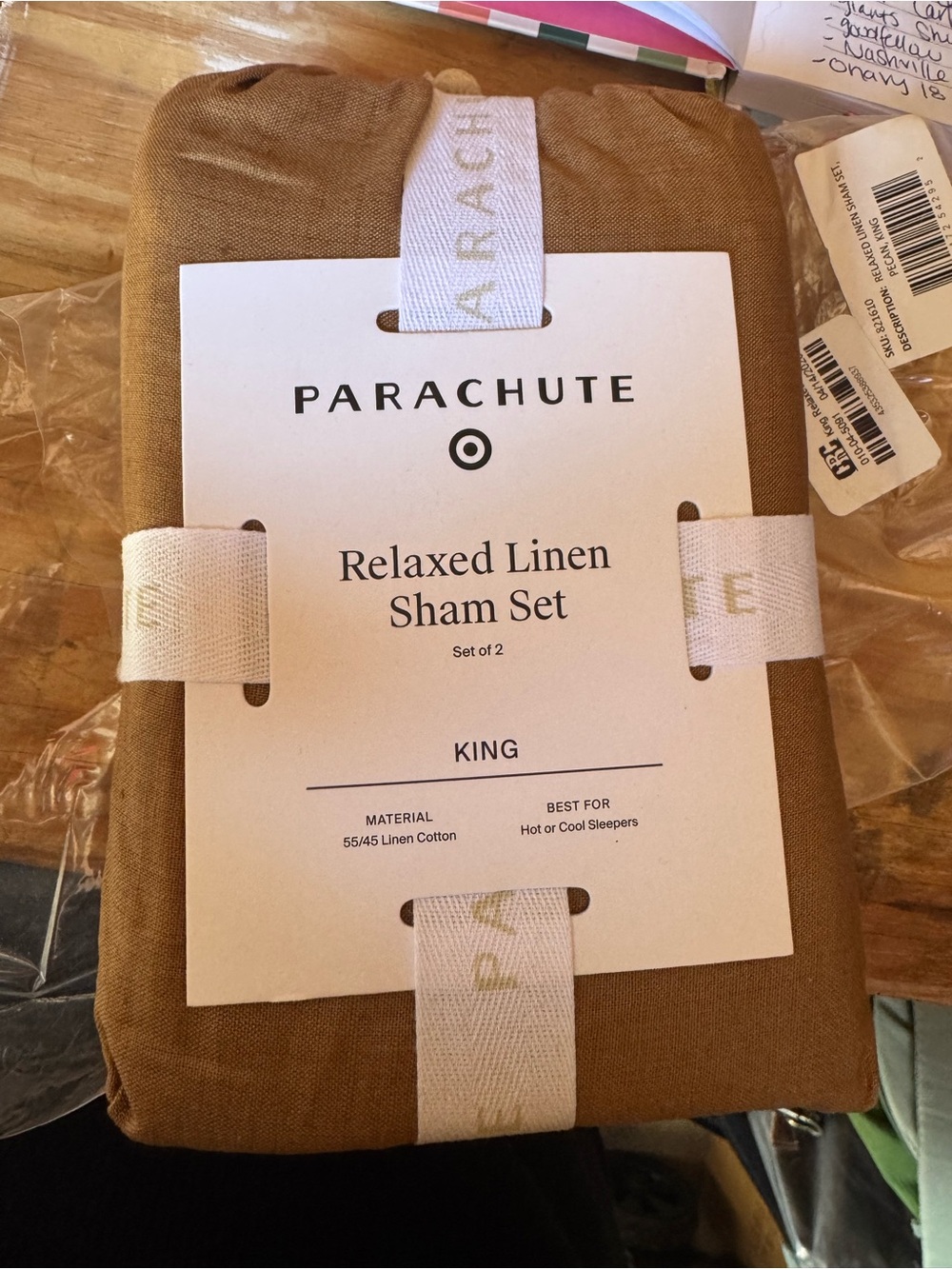 Parachute Relaxed Linen Sham Set - pecan NWT